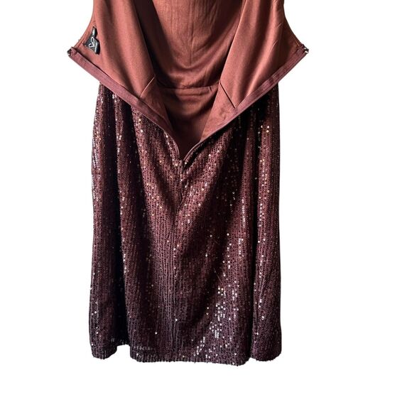 Windsor Sequin Brown Mini Dress Womens Sz XL Draped Strapless Evening Party Prom - Picture 6 of 12